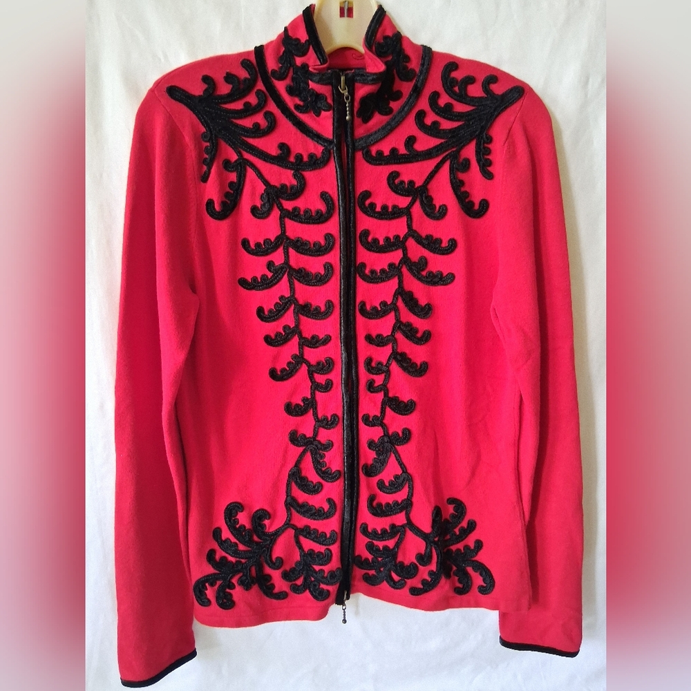 Vintage Bostin Pfoper Red Jacket with Black Embroidery